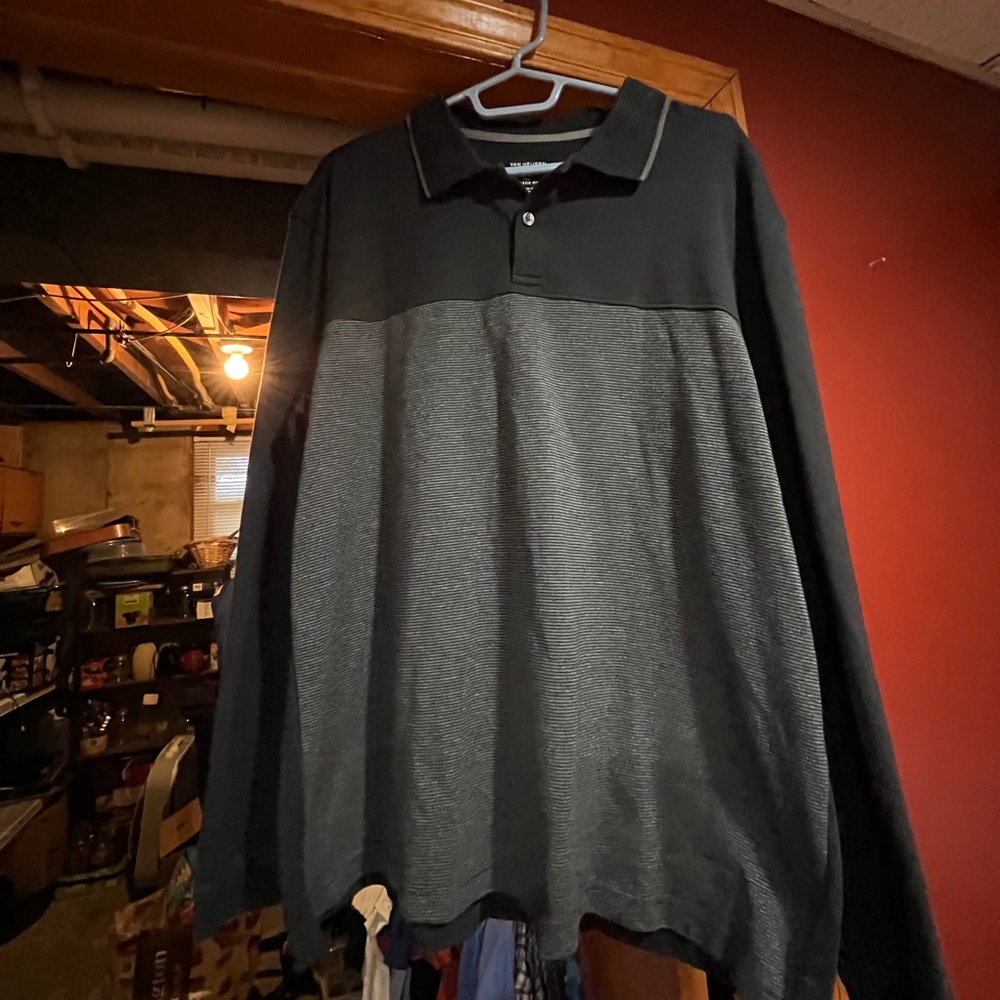 Black and Gray Long Sleeve Polo Shirt